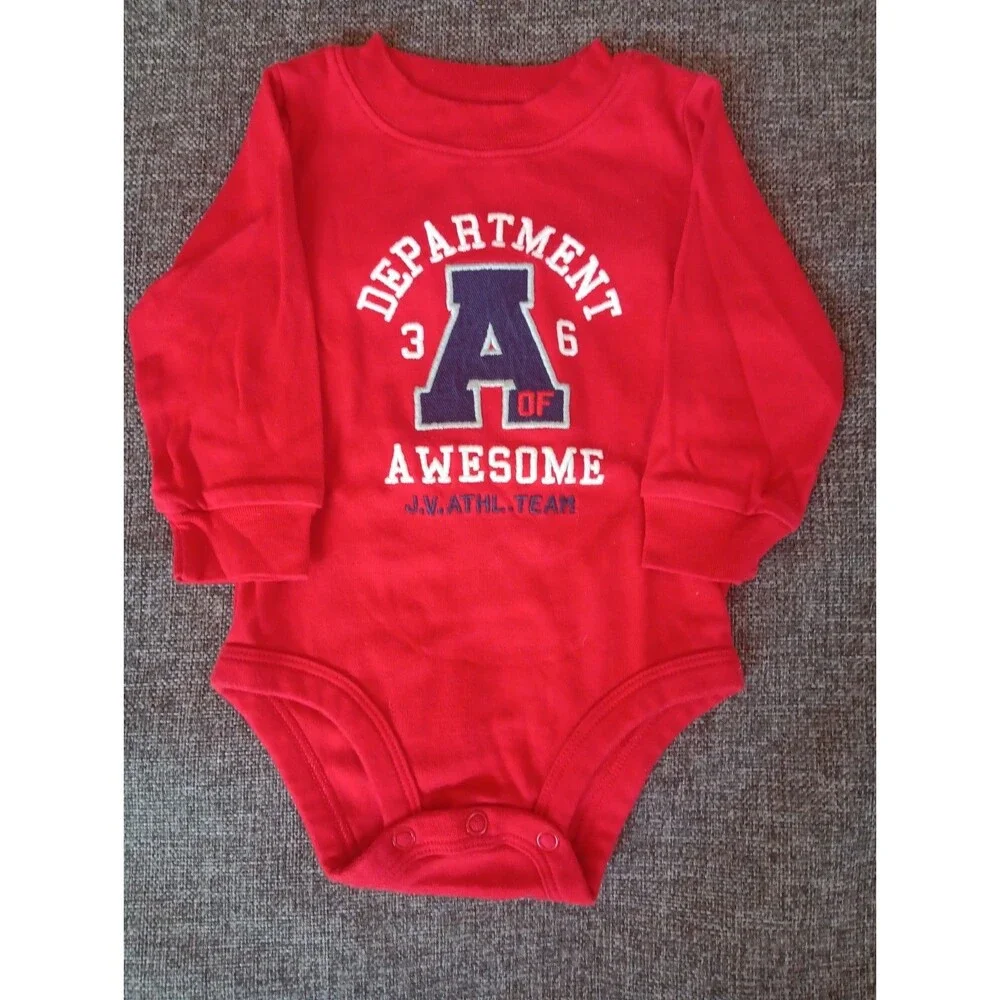 Carters Shirt 6 Months Boys Red Long sleeve Snap Up Department A of Awesome